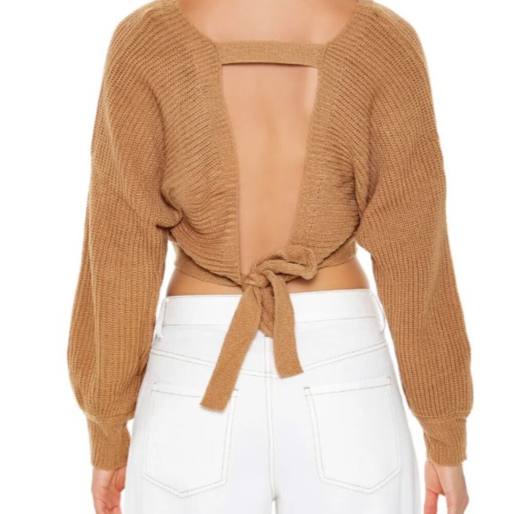 Open-Back Cropped Sweater - Size Small - Picture 3 of 7
